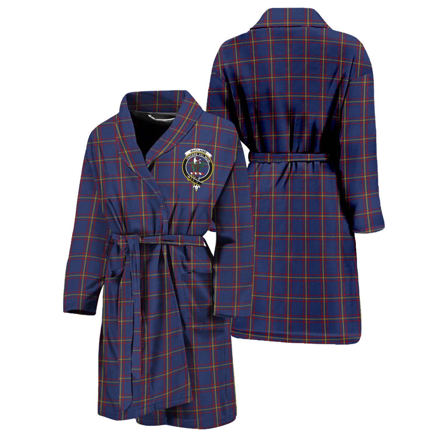 MacLaine of Lochbuie Tartan Bathrobe with Family Crest Unisex S - Tartan Vibes Clothing