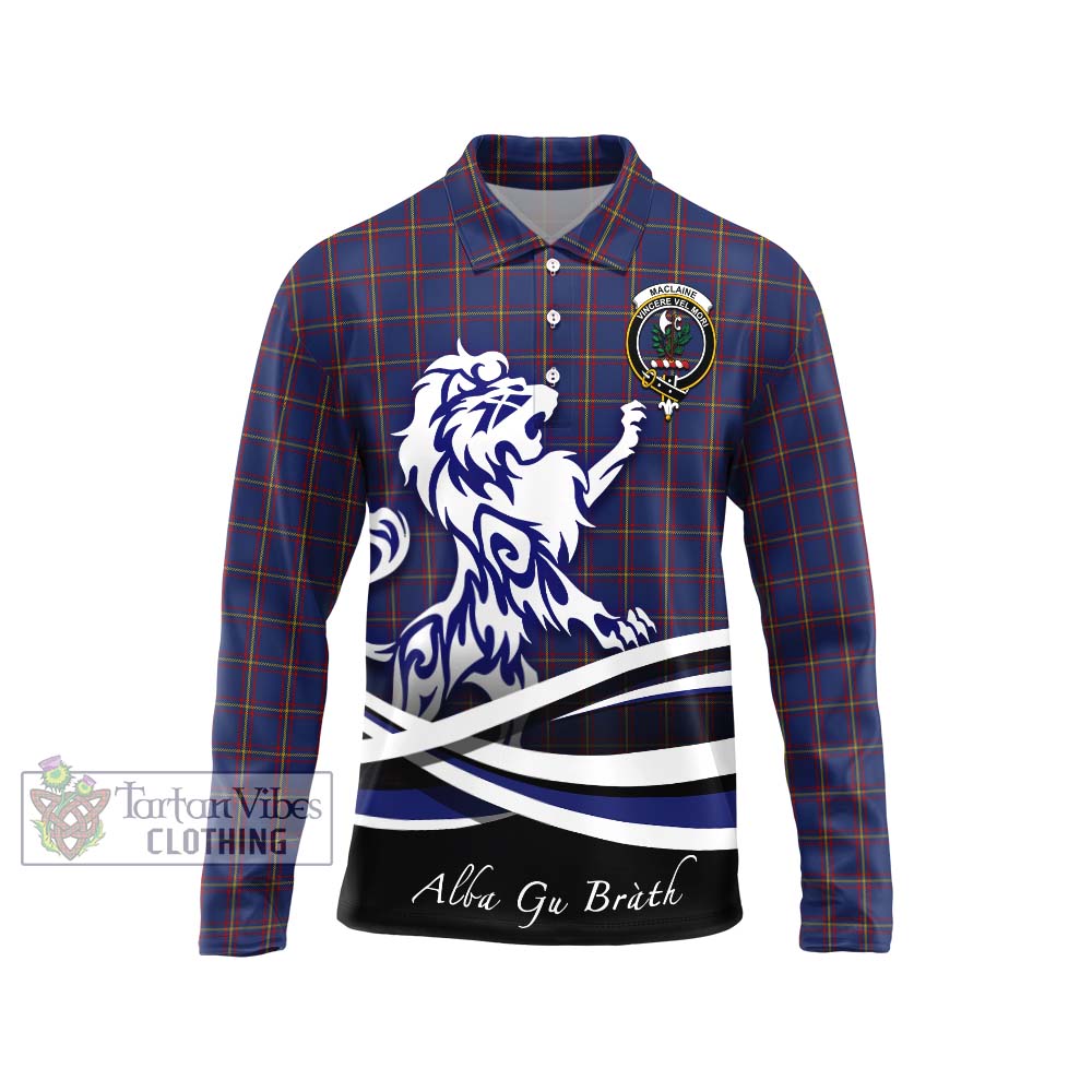 MacLaine of Lochbuie Tartan Long Sleeve Polo Shirt with Alba Gu Brath Regal Lion Emblem Unisex - Tartanvibesclothing Shop