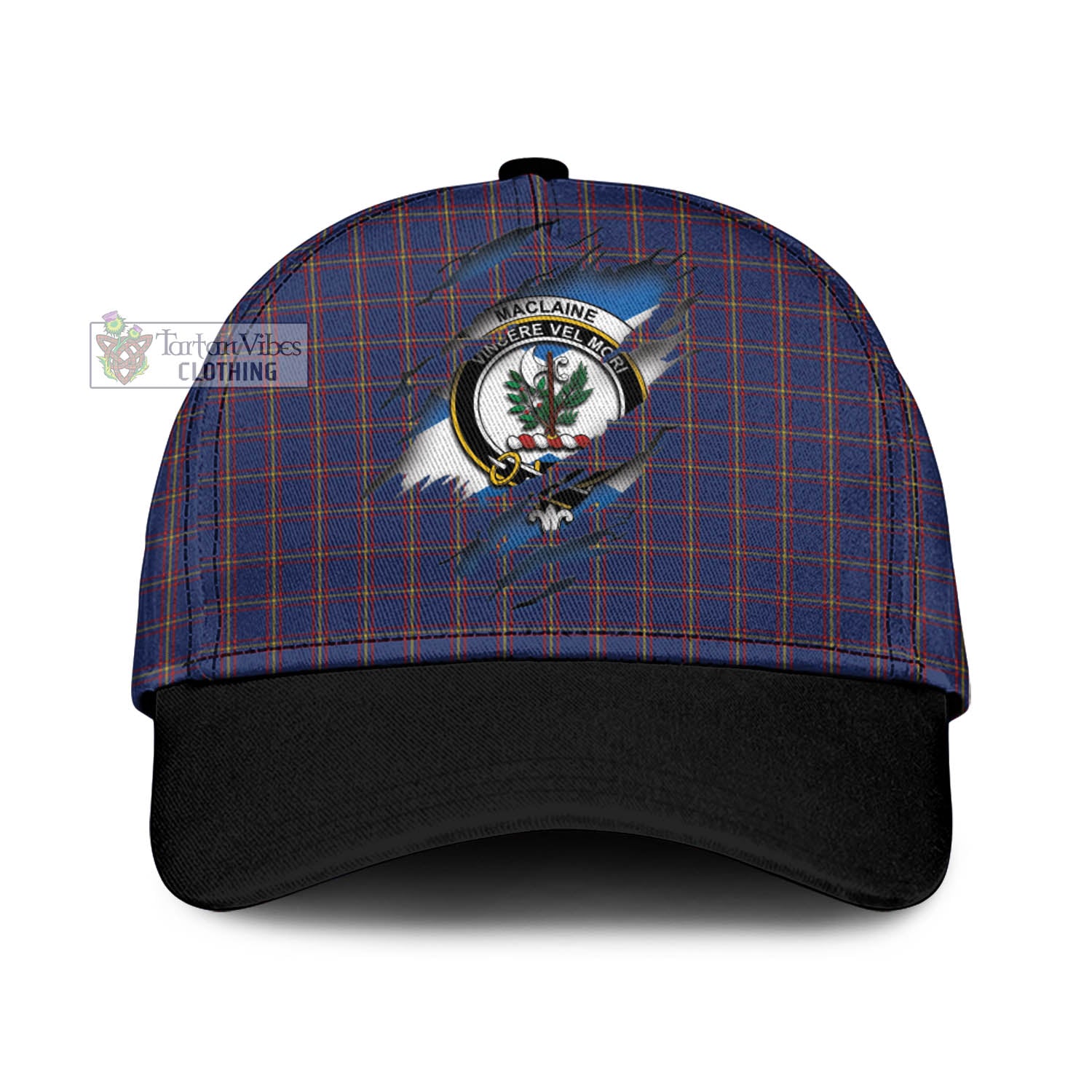 Tartan Vibes Clothing MacLaine of Lochbuie Tartan Classic Cap with Family Crest In Me Style