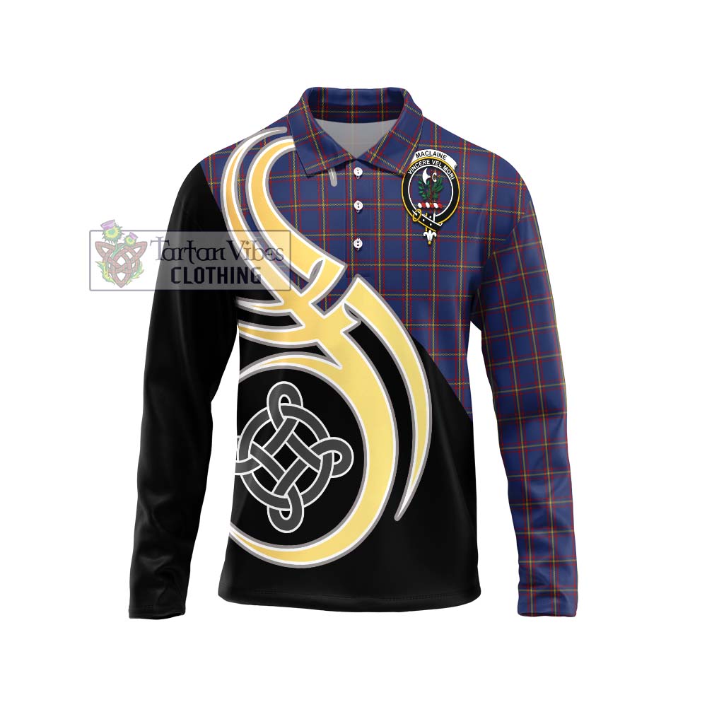 MacLaine of Lochbuie Tartan Long Sleeve Polo Shirt with Family Crest and Celtic Symbol Style Unisex - Tartan Vibes Clothing