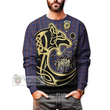 MacLaine of Lochbuie Tartan Sweatshirt with Family Crest Celtic Wolf Style