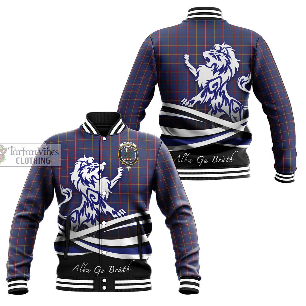 MacLaine of Lochbuie Tartan Baseball Jacket with Alba Gu Brath Regal Lion Emblem Unisex - Tartanvibesclothing Shop