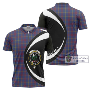 MacLaine of Lochbuie Tartan Zipper Polo Shirt with Family Crest Circle Style