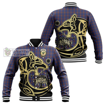 MacLaine of Lochbuie Tartan Baseball Jacket with Family Crest Celtic Wolf Style