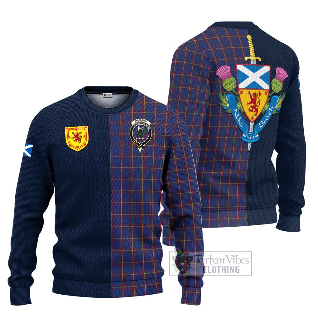 Tartan Vibes Clothing MacLaine of Lochbuie Tartan Knitted Sweater with Scottish Lion Royal Arm Half Style