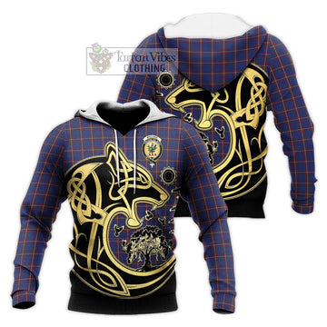 MacLaine of Lochbuie Tartan Knitted Hoodie with Family Crest Celtic Wolf Style