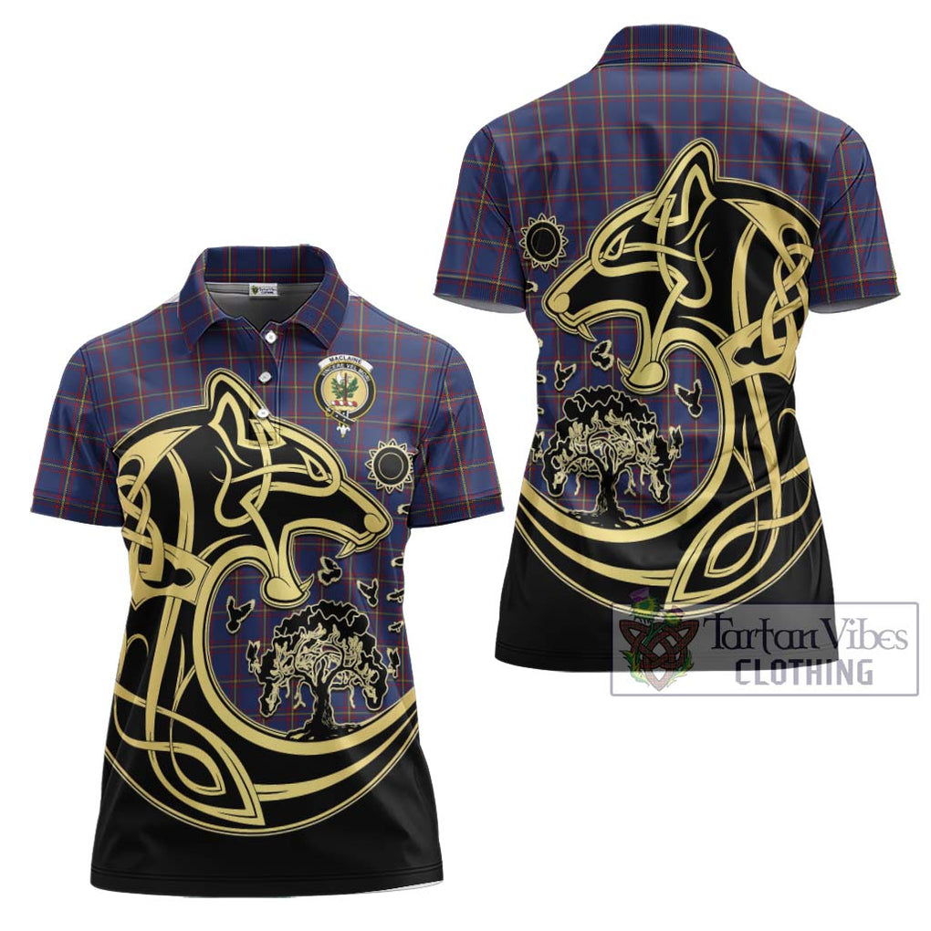 MacLaine of Lochbuie Tartan Women's Polo Shirt with Family Crest Celtic Wolf Style Women - Tartanvibesclothing Shop