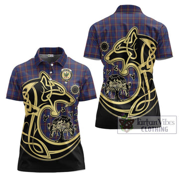 MacLaine of Lochbuie Tartan Women's Polo Shirt with Family Crest Celtic Wolf Style