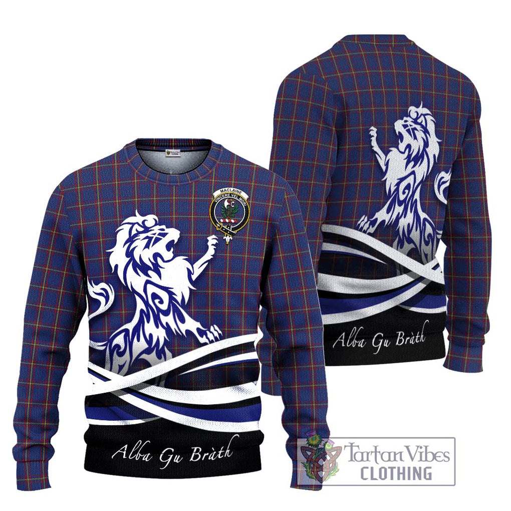 MacLaine of Lochbuie Tartan Knitted Sweater with Alba Gu Brath Regal Lion Emblem Unisex - Tartanvibesclothing Shop