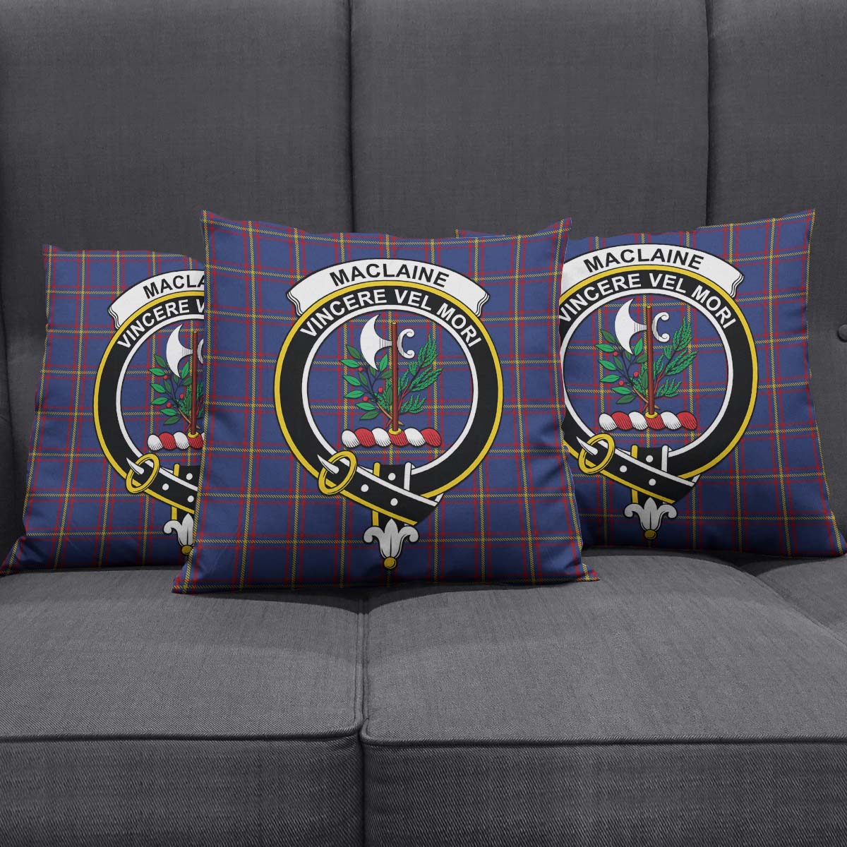 MacLaine of Lochbuie Tartan Pillow Cover with Family Crest Square Pillow Cover - Tartanvibesclothing