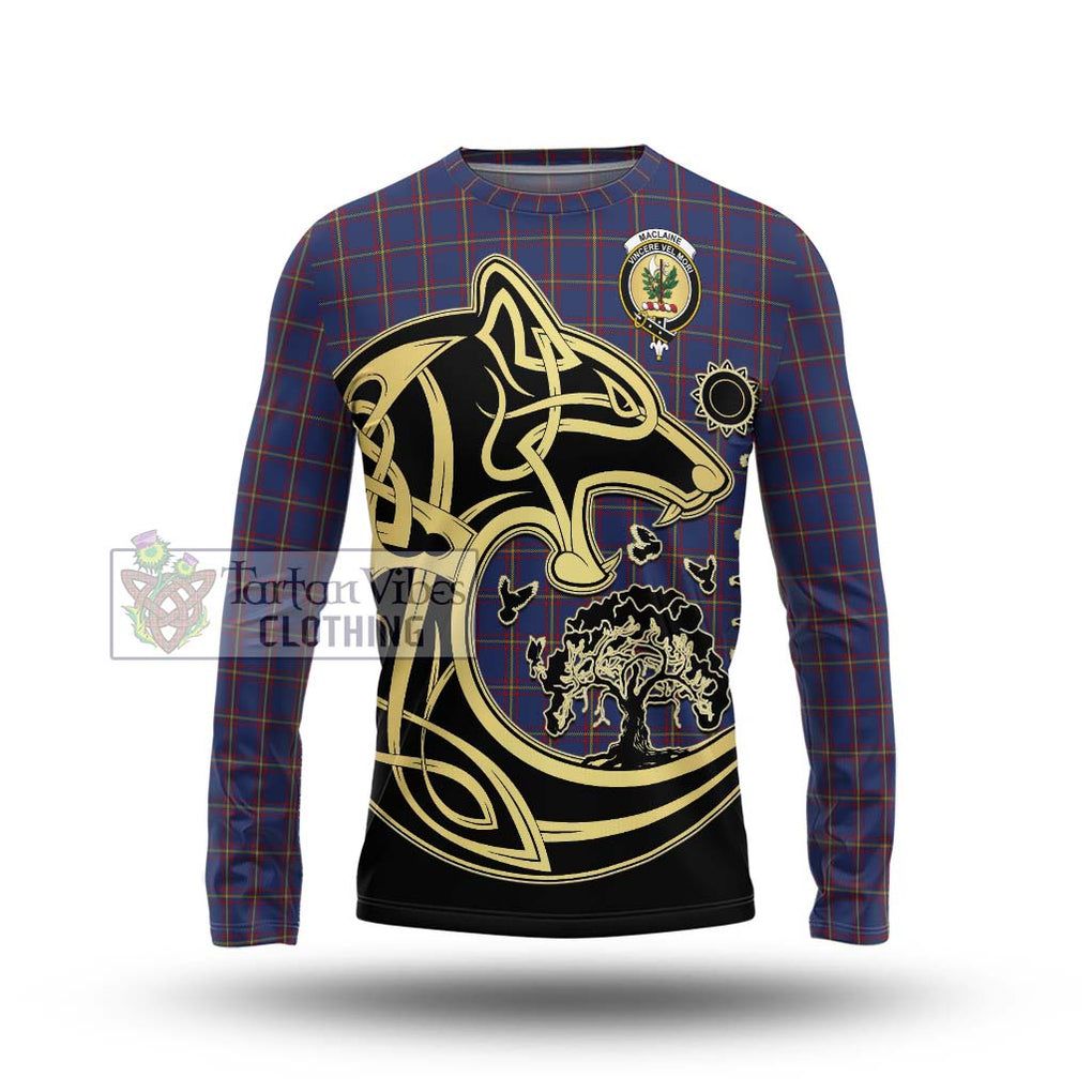 MacLaine of Lochbuie Tartan Long Sleeve T-Shirt with Family Crest Celtic Wolf Style Unisex - Tartan Vibes Clothing