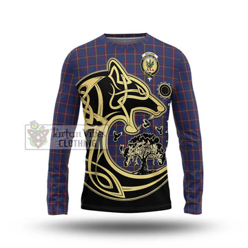 MacLaine of Lochbuie Tartan Long Sleeve T-Shirt with Family Crest Celtic Wolf Style