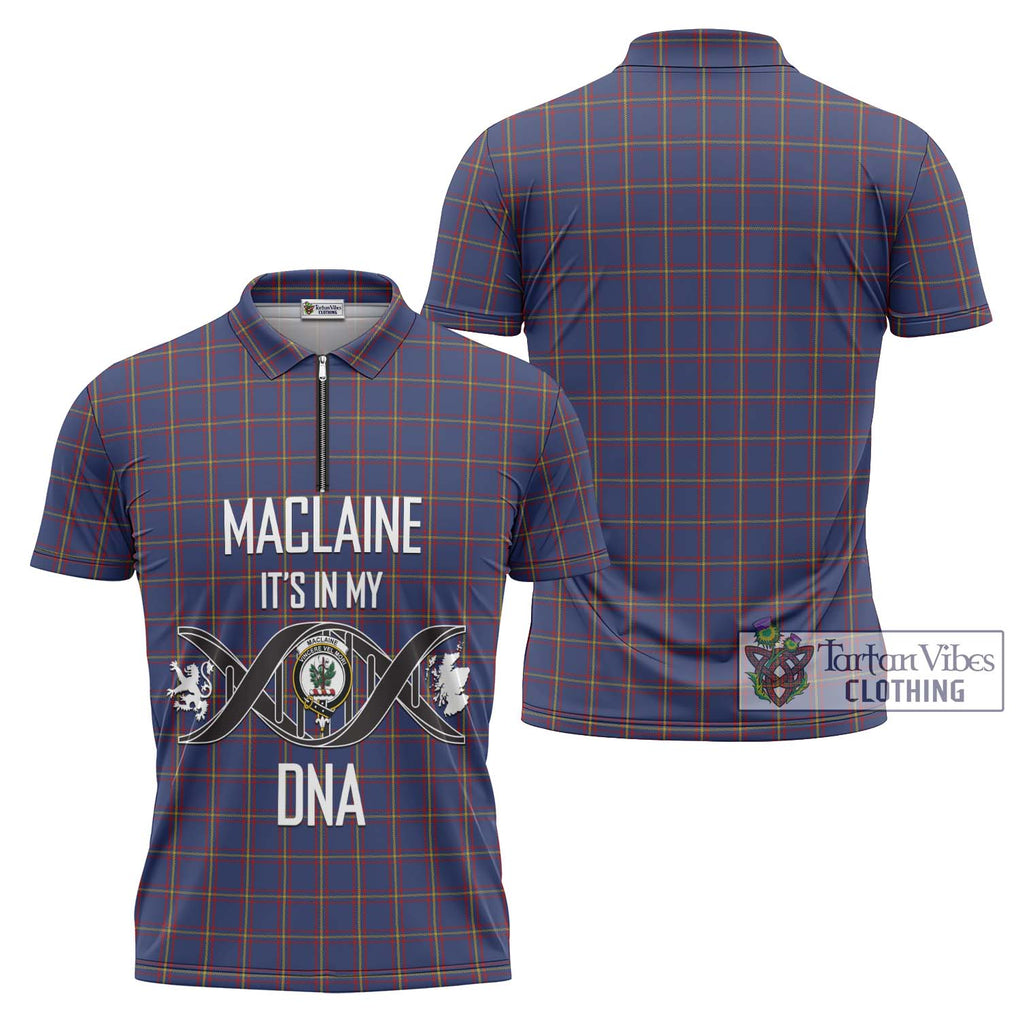 MacLaine of Lochbuie Tartan Zipper Polo Shirt with Family Crest DNA In Me Style Unisex - Tartanvibesclothing Shop