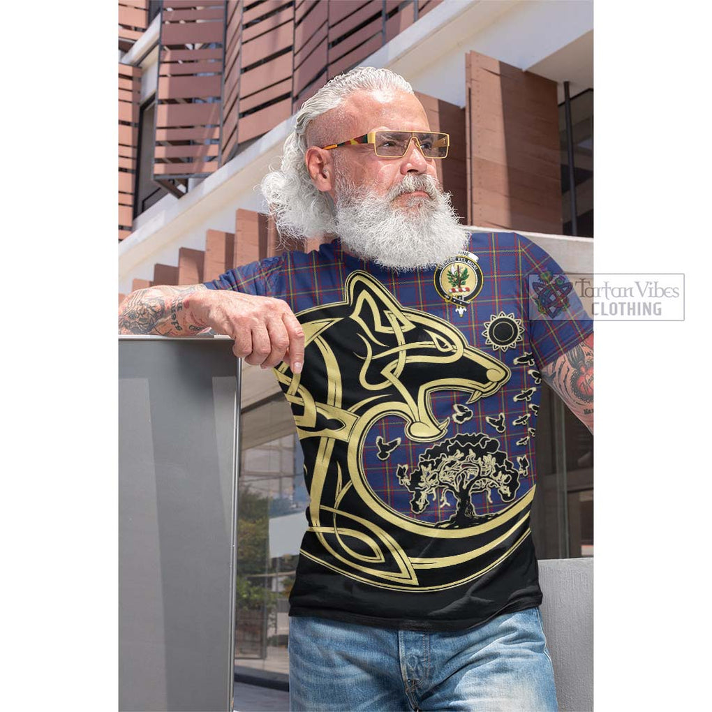 Tartan Vibes Clothing MacLaine of Lochbuie Tartan Cotton T-shirt with Family Crest Celtic Wolf Style