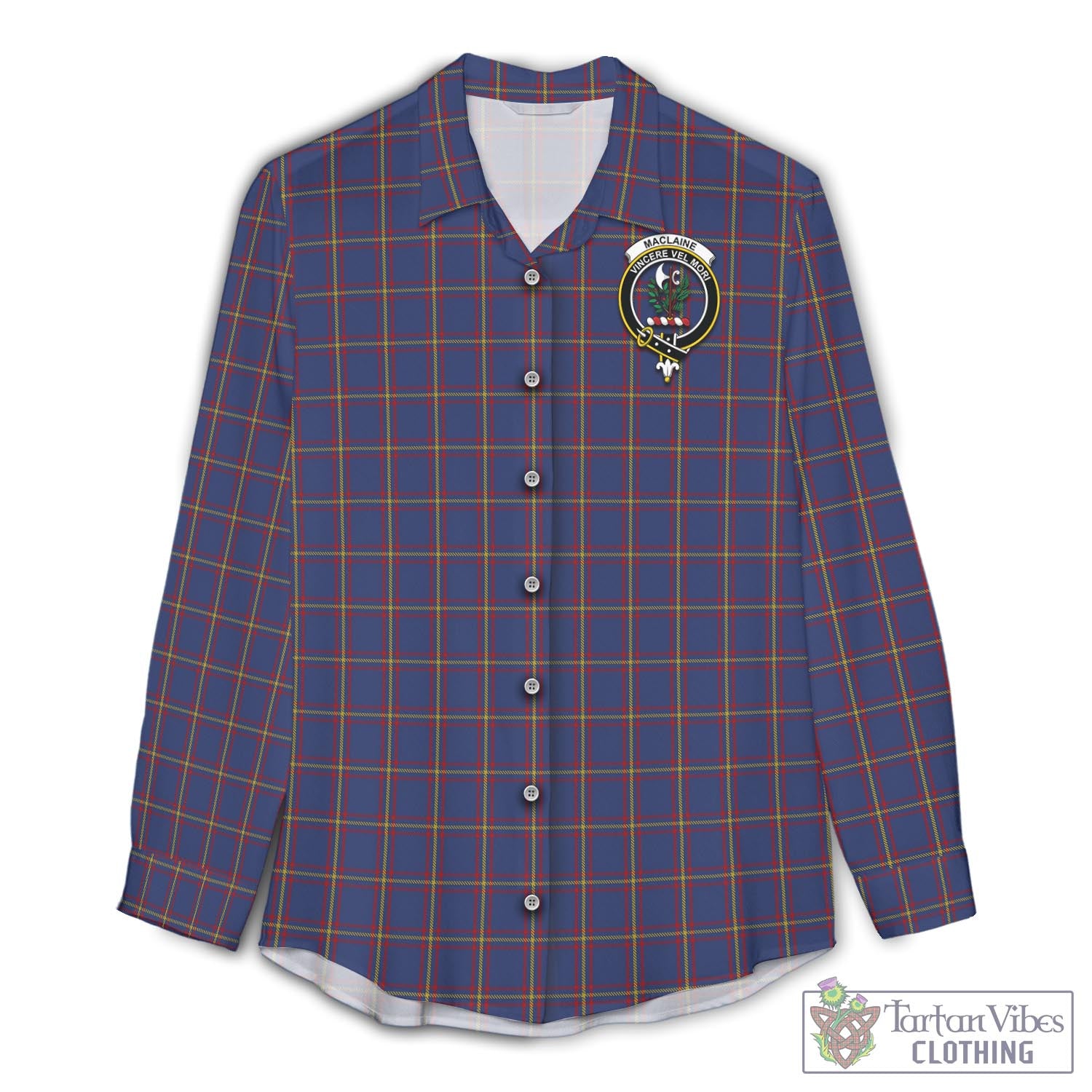 Tartan Vibes Clothing MacLaine of Lochbuie Tartan Womens Casual Shirt with Family Crest