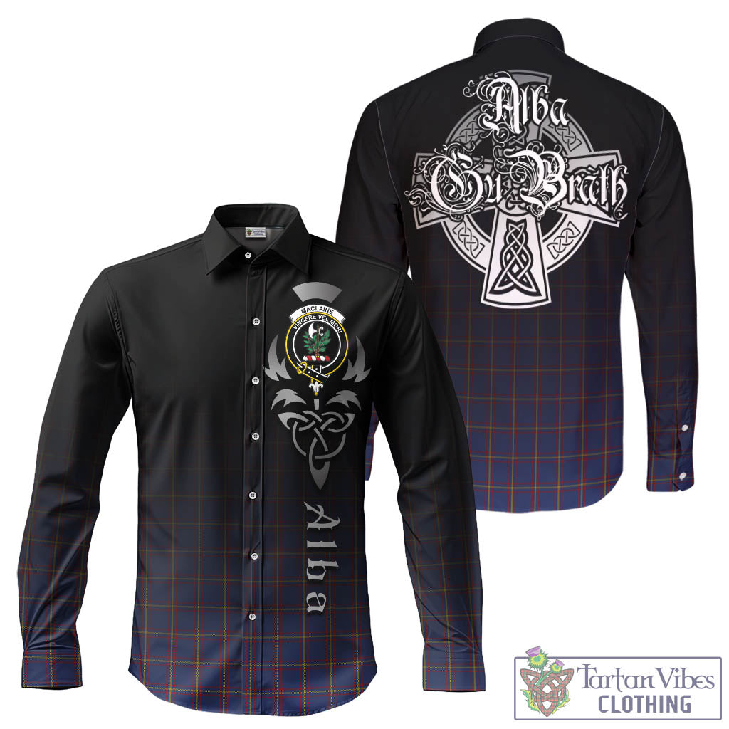 Tartan Vibes Clothing MacLaine of Lochbuie Tartan Long Sleeve Button Up Featuring Alba Gu Brath Family Crest Celtic Inspired