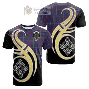 MacLaine of Lochbuie Tartan Cotton T-shirt with Family Crest and Celtic Symbol Style