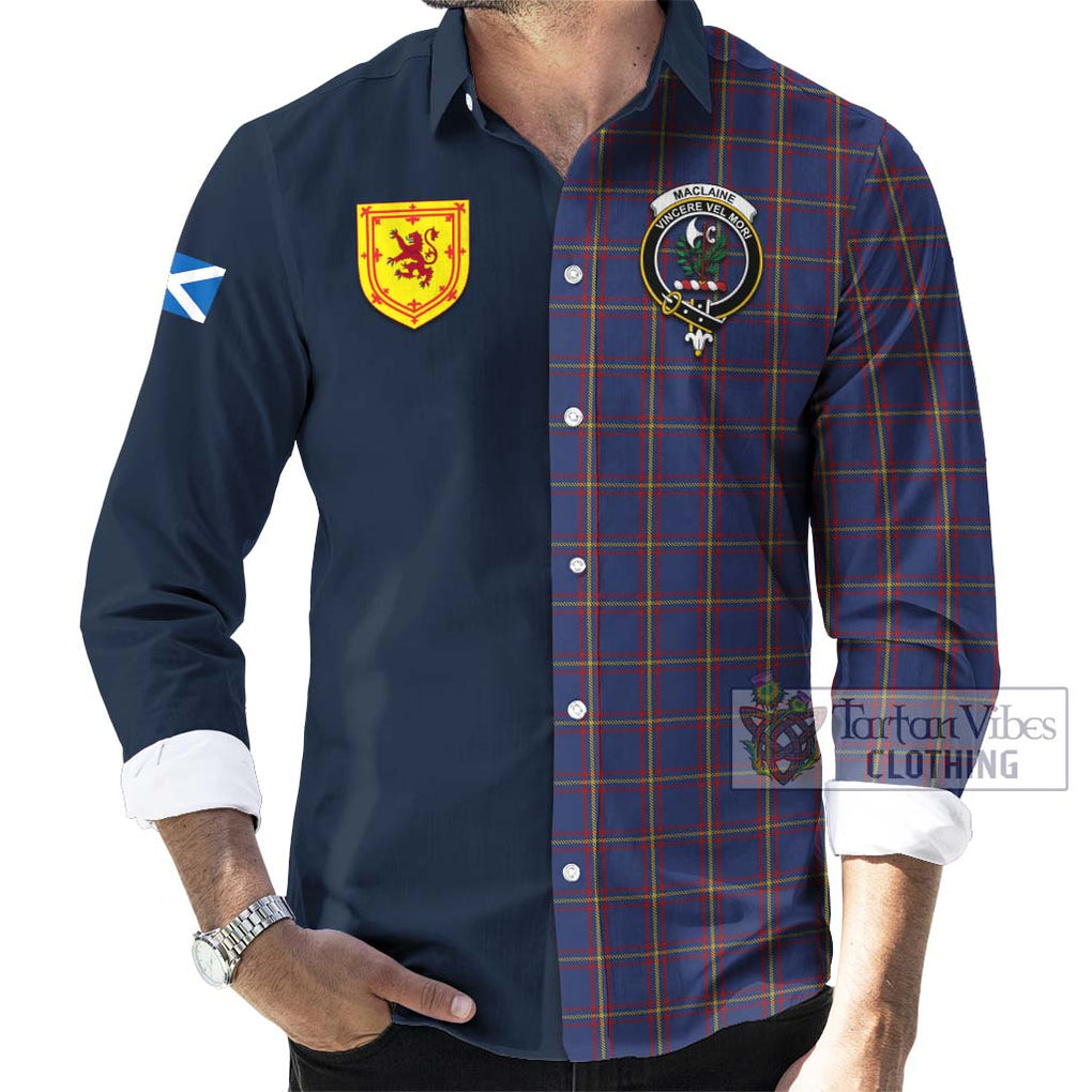 Tartan Vibes Clothing MacLaine of Lochbuie Tartan Long Sleeve Button Shirt with Scottish Lion Royal Arm Half Style