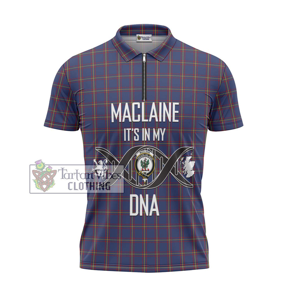 MacLaine of Lochbuie Tartan Zipper Polo Shirt with Family Crest DNA In Me Style - Tartanvibesclothing Shop