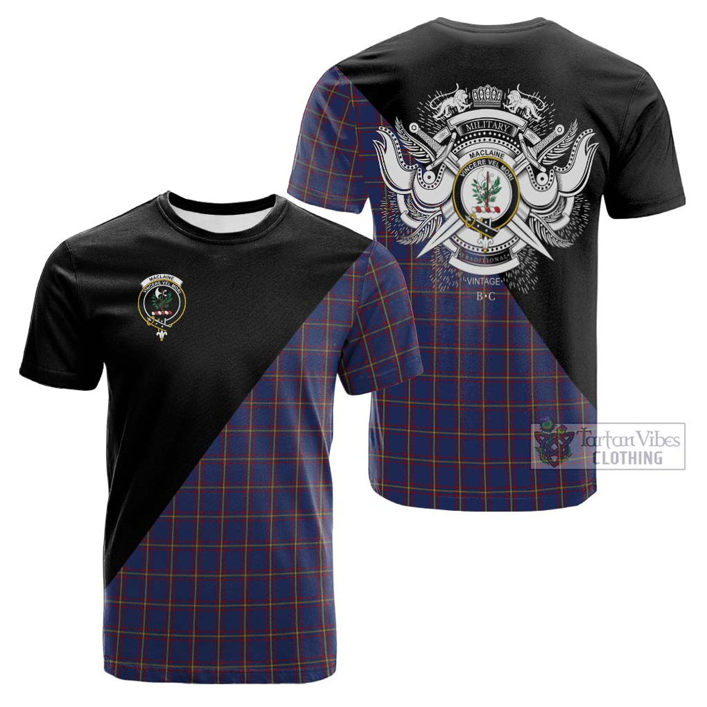 Tartan Vibes Clothing MacLaine of Lochbuie Tartan Cotton T-shirt with Family Crest and Military Logo Style