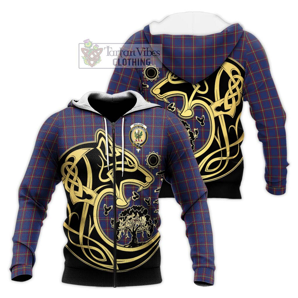 MacLaine of Lochbuie Tartan Knitted Hoodie with Family Crest Celtic Wolf Style Unisex Knitted Zip Hoodie - Tartan Vibes Clothing