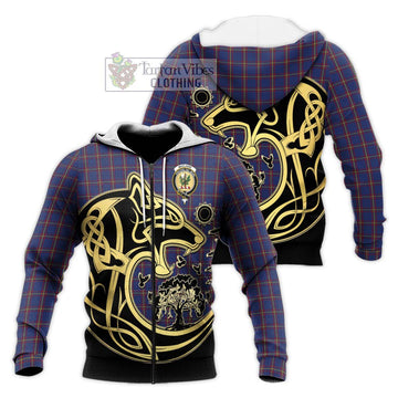 MacLaine of Lochbuie Tartan Knitted Hoodie with Family Crest Celtic Wolf Style