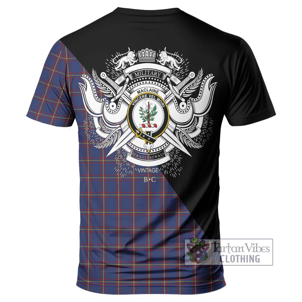 MacLaine of Lochbuie Tartan T-Shirt with Family Crest and Military Logo Style - Tartanvibesclothing Shop