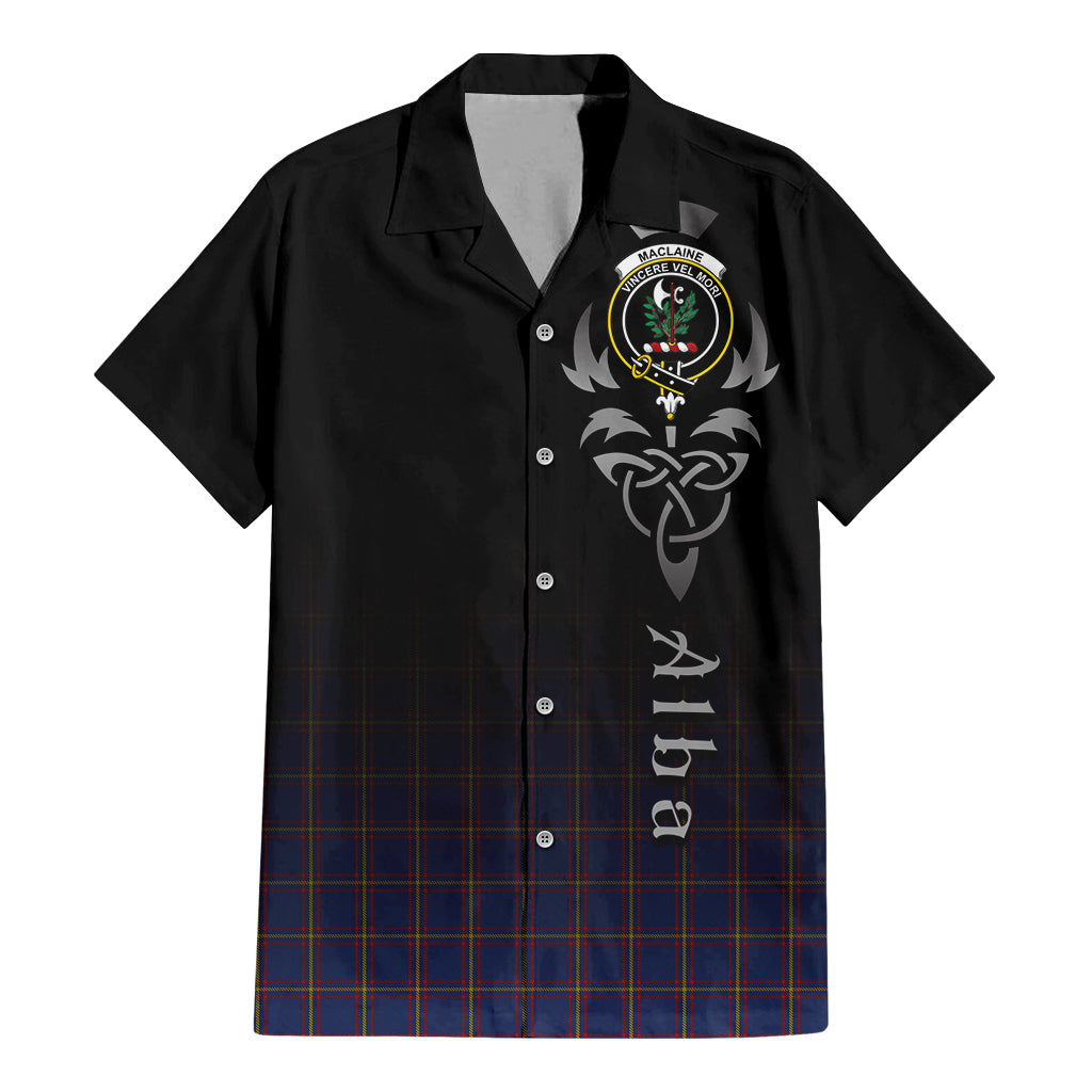 Tartan Vibes Clothing MacLaine of Lochbuie Tartan Short Sleeve Button Up Featuring Alba Gu Brath Family Crest Celtic Inspired