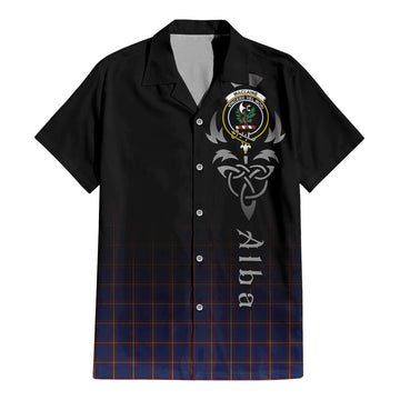 MacLaine of Lochbuie Tartan Short Sleeve Button Up Shirt Featuring Alba Gu Brath Family Crest Celtic Inspired