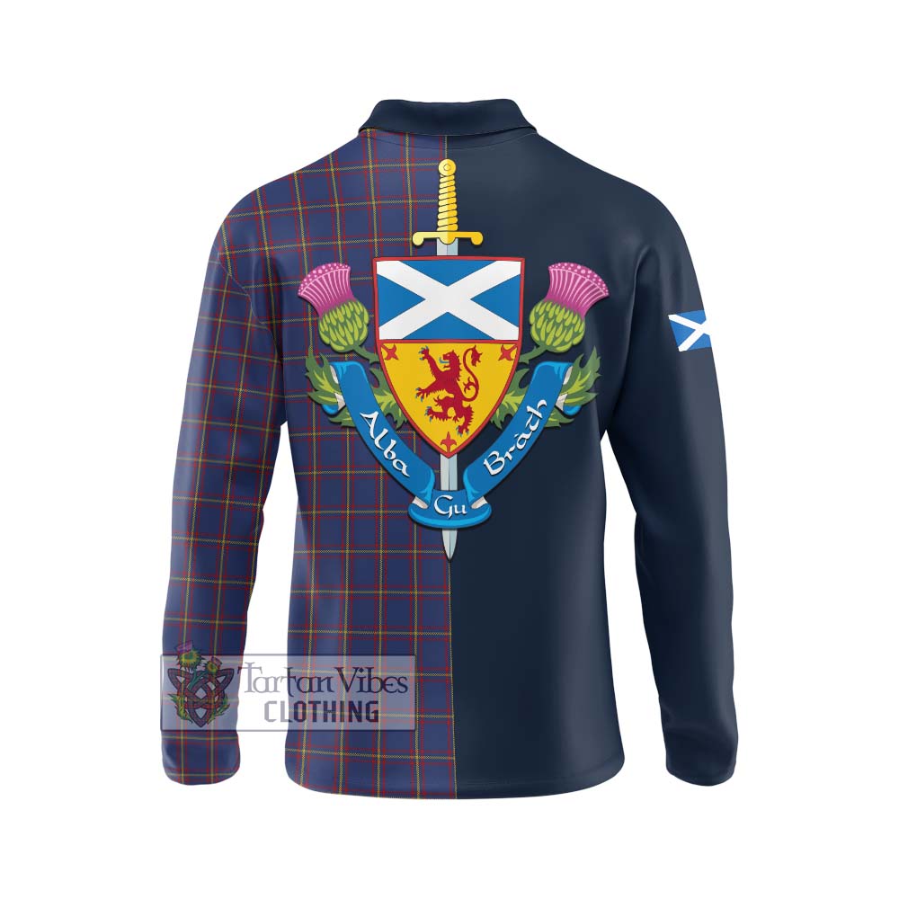 Tartan Vibes Clothing MacLaine of Lochbuie Tartan Long Sleeve Polo Shirt with Scottish Lion Royal Arm Half Style