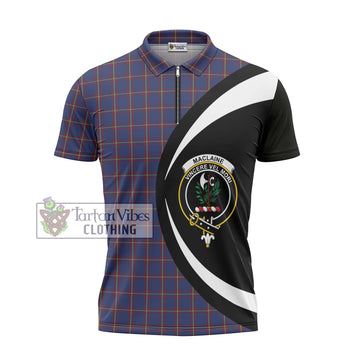 MacLaine of Lochbuie Tartan Zipper Polo Shirt with Family Crest Circle Style