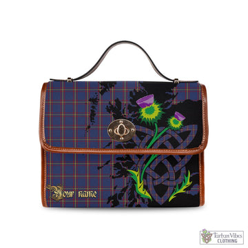 MacLaine of Lochbuie Tartan Waterproof Canvas Bag with Scotland Map and Thistle Celtic Accents