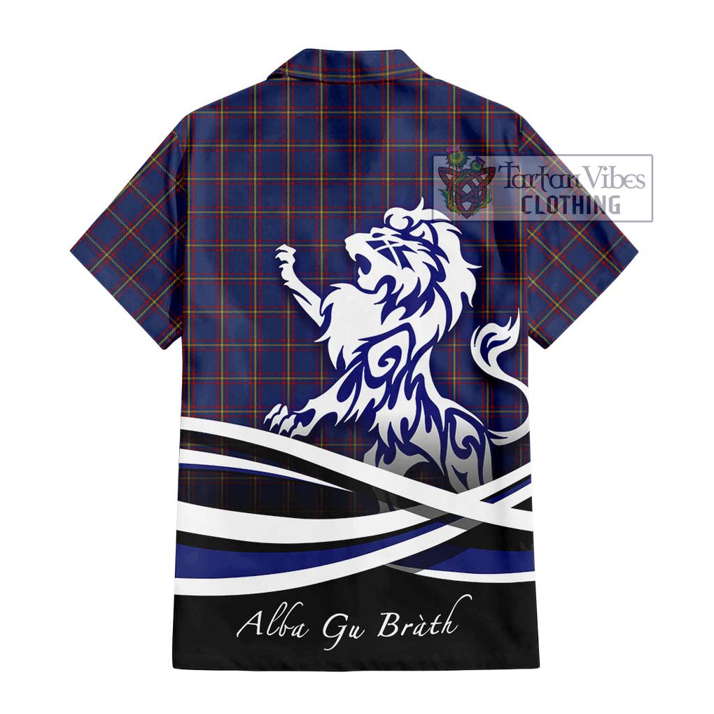 MacLaine of Lochbuie Tartan Short Sleeve Button Shirt with Alba Gu Brath Regal Lion Emblem - Tartanvibesclothing Shop