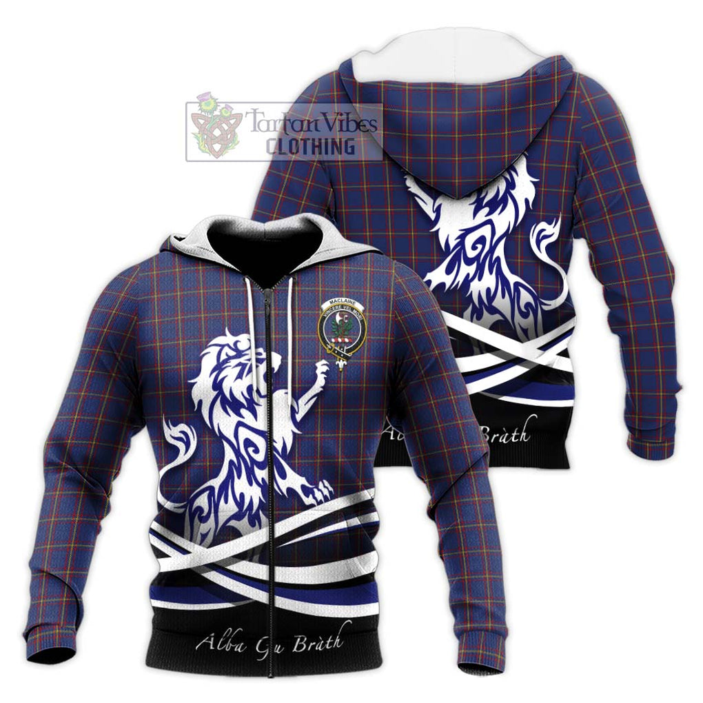 MacLaine of Lochbuie Tartan Knitted Hoodie with Alba Gu Brath Regal Lion Emblem Unisex Knitted Zip Hoodie - Tartanvibesclothing Shop