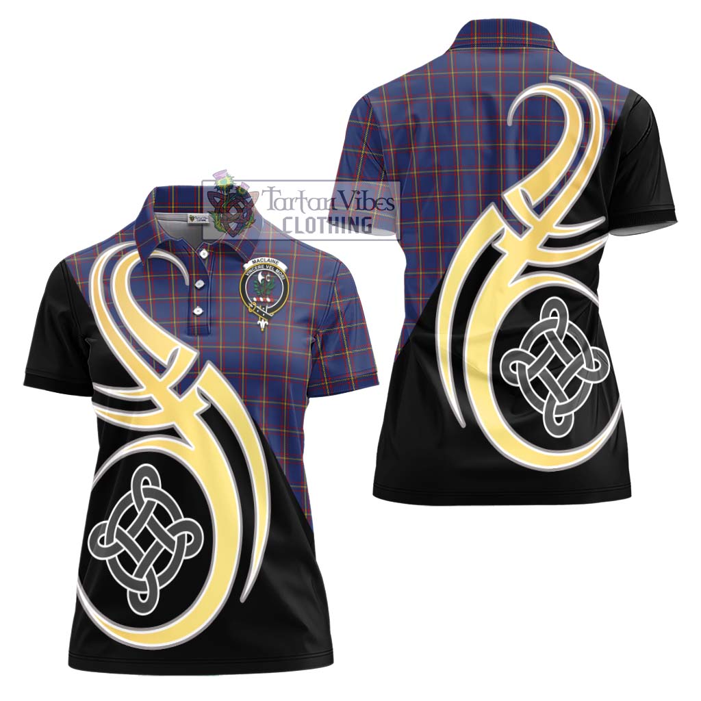 MacLaine of Lochbuie Tartan Women's Polo Shirt with Family Crest and Celtic Symbol Style - Tartan Vibes Clothing