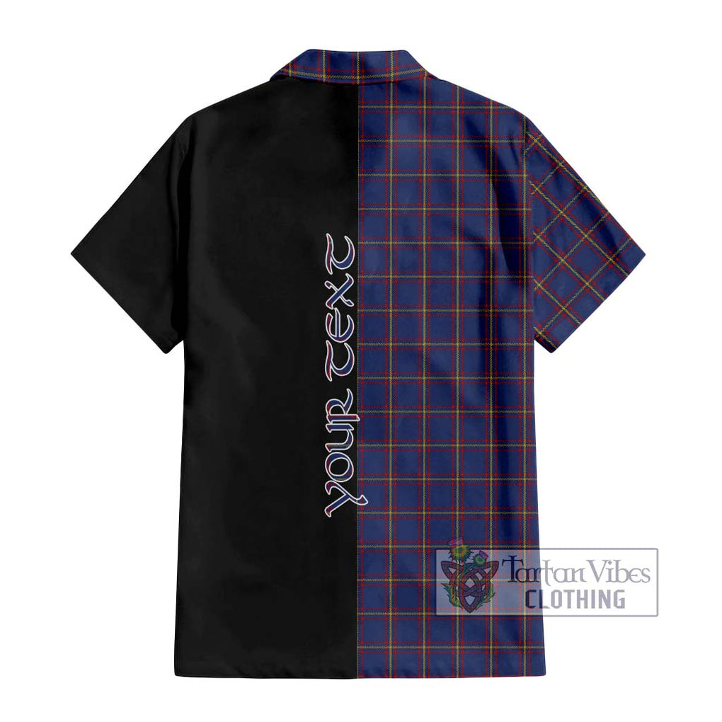 MacLaine of Lochbuie Tartan Short Sleeve Button Shirt with Family Crest and Half Of Me Style - Tartanvibesclothing Shop