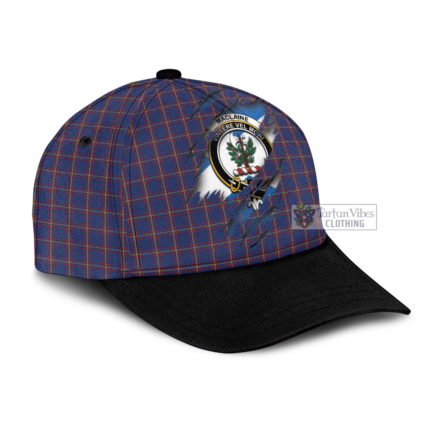 Tartan Vibes Clothing MacLaine of Lochbuie Tartan Classic Cap with Family Crest In Me Style