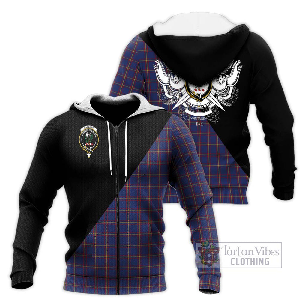 MacLaine of Lochbuie Tartan Knitted Hoodie with Family Crest and Military Logo Style Unisex Knitted Zip Hoodie - Tartanvibesclothing Shop