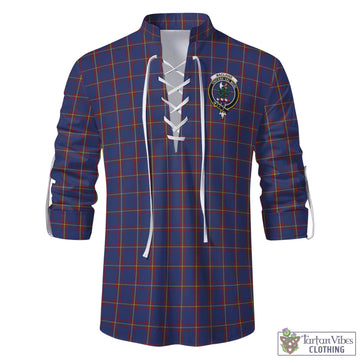 MacLaine of Lochbuie Tartan Men's Scottish Traditional Jacobite Ghillie Kilt Shirt with Family Crest