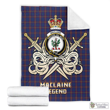 MacLaine of Lochbuie Tartan Blanket with Clan Crest and the Golden Sword of Courageous Legacy