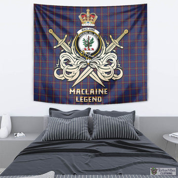 MacLaine of Lochbuie Tartan Tapestry with Clan Crest and the Golden Sword of Courageous Legacy