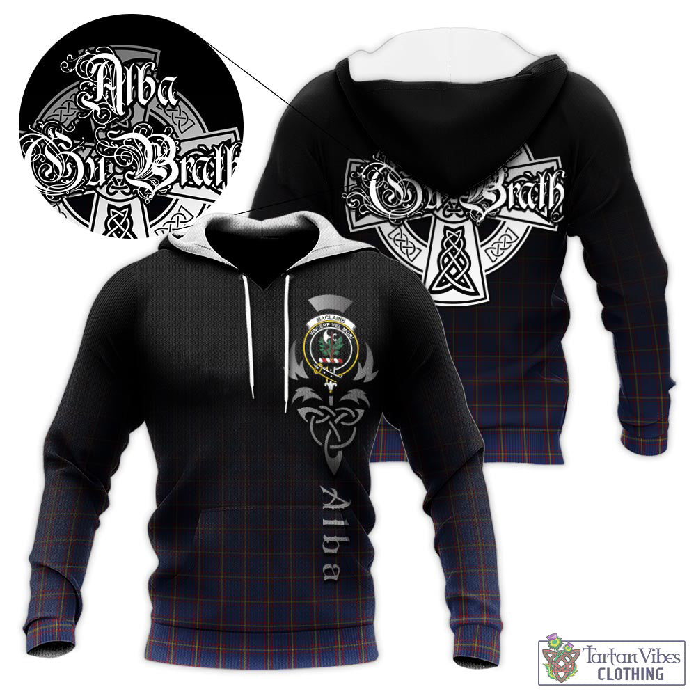 Tartan Vibes Clothing MacLaine of Lochbuie Tartan Knitted Hoodie Featuring Alba Gu Brath Family Crest Celtic Inspired