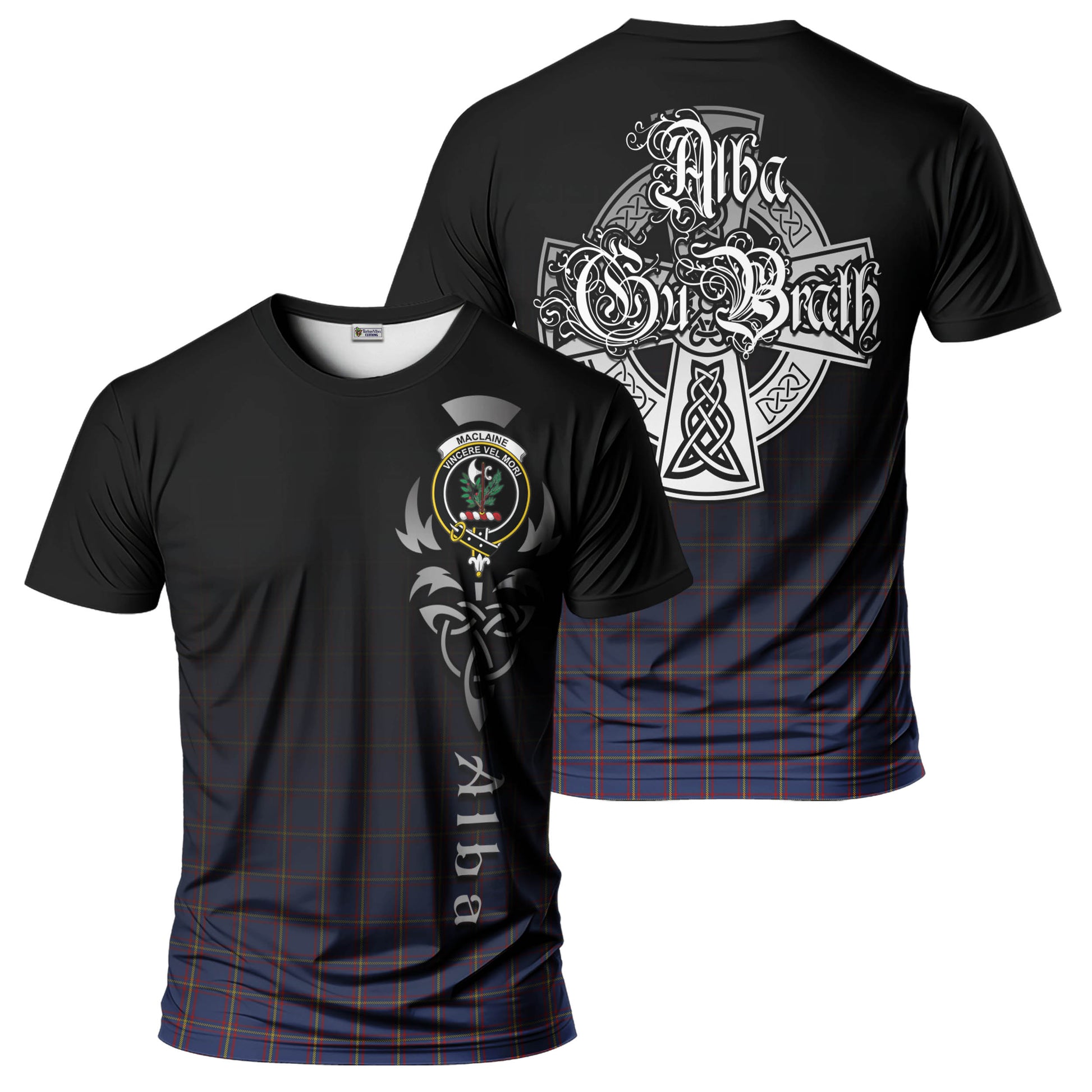 Tartan Vibes Clothing MacLaine of Lochbuie Tartan T-Shirt Featuring Alba Gu Brath Family Crest Celtic Inspired