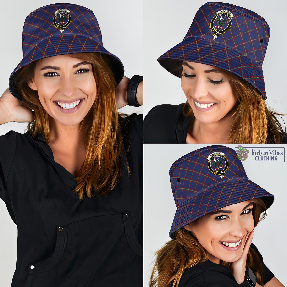 Tartan Vibes Clothing MacLaine of Lochbuie Tartan Bucket Hat with Family Crest