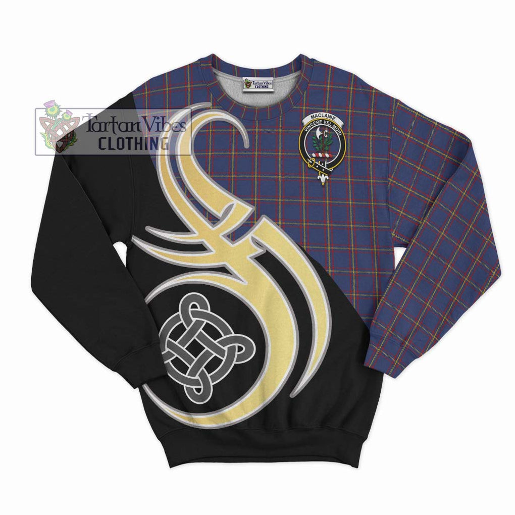 MacLaine of Lochbuie Tartan Sweatshirt with Family Crest and Celtic Symbol Style - Tartan Vibes Clothing