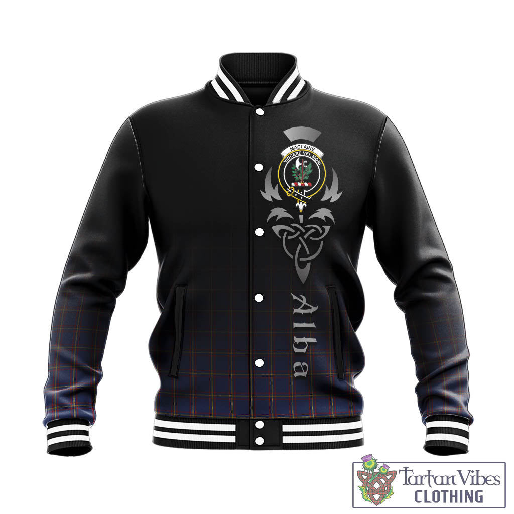 Tartan Vibes Clothing MacLaine of Lochbuie Tartan Baseball Jacket Featuring Alba Gu Brath Family Crest Celtic Inspired