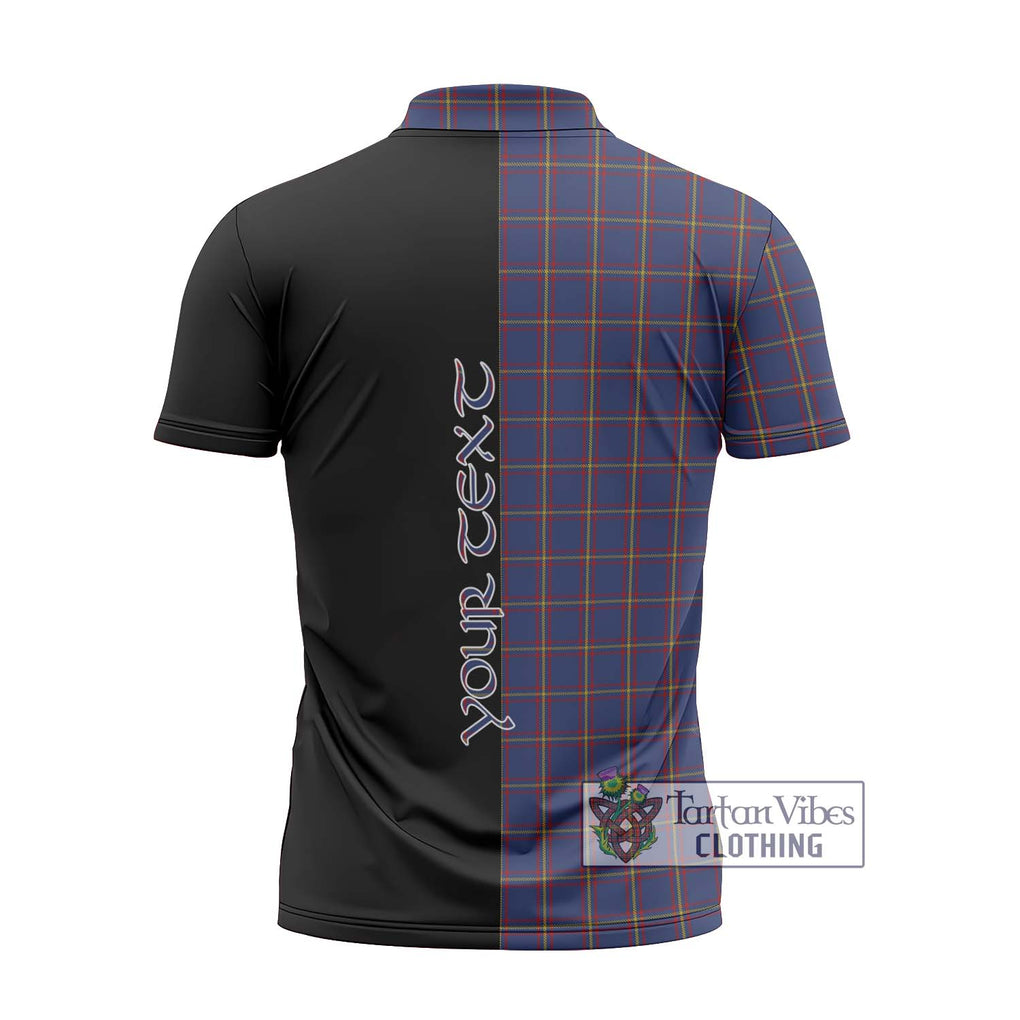 MacLaine of Lochbuie Tartan Zipper Polo Shirt with Family Crest and Half Of Me Style - Tartanvibesclothing Shop