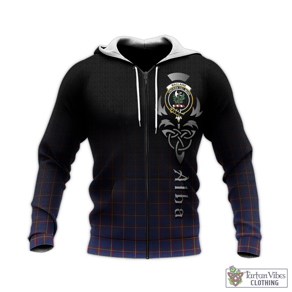 Tartan Vibes Clothing MacLaine of Lochbuie Tartan Knitted Hoodie Featuring Alba Gu Brath Family Crest Celtic Inspired