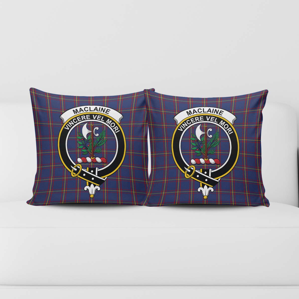 MacLaine of Lochbuie Tartan Pillow Cover with Family Crest - Tartanvibesclothing