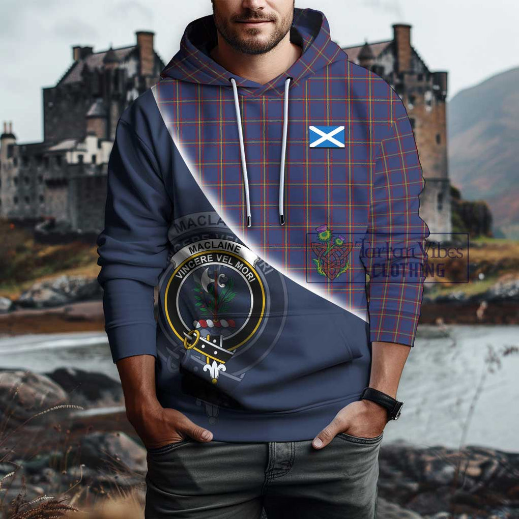 MacLaine of Lochbuie Tartan Hoodie with Personalised National Flag and Family Crest Half Style - Tartanvibesclothing Shop